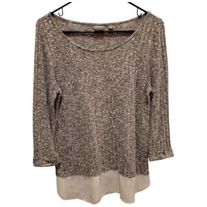 Soho New York & Co Women's Gray and Cream Knit Top Sz M